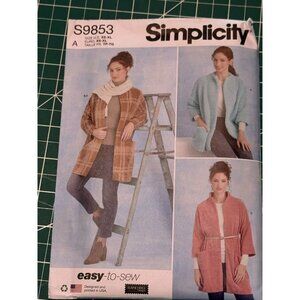 Simplicity S9853 Misses Coats & Scarf Sewing Pattern XS-XL Easy-To-Sew